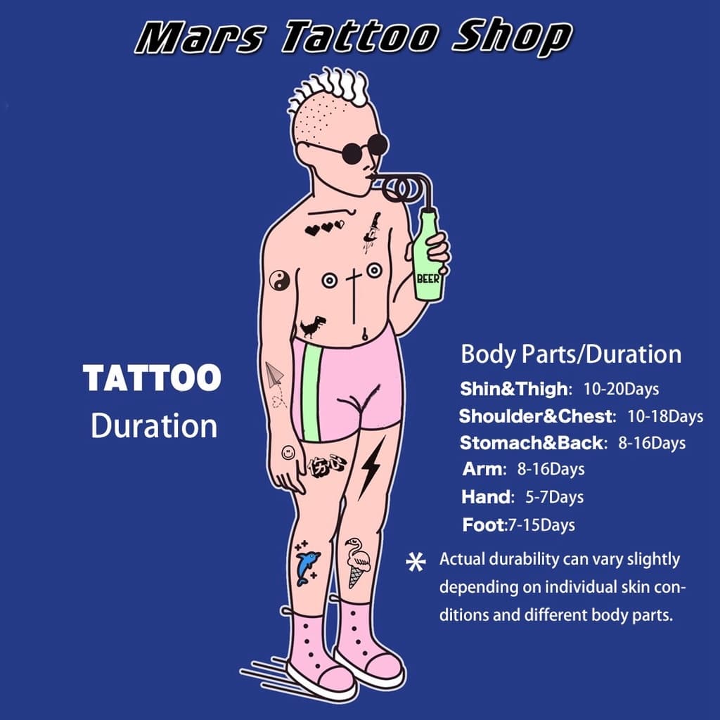 Mars Tattoo สติ๊กเกอร์รอยสักชั่วคราว "โคลเวอร์สี่ใบ" ติดทนนาน 2 สัปดาห์ เทคโนโลยีใหม่เมจิก MNF153 รูปที่ 8