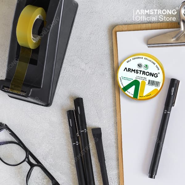 Armstrong เทปใสกาวยางธรรมชาติ แกนใหญ่ 3 นิ้ว ขนาด 12/18/24มม x 36หลา / Cellulose Tape รูปที่ 8