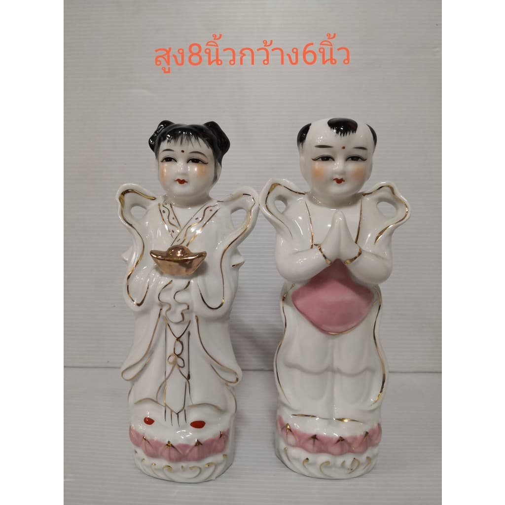 กิมท้ง เง็กนึ่ง เด็กคู่ บริวารเจ้าแม่กวนอิม ศิษย์เจ้าแม่กวนอิม พระโพธิสัตว์ กระเบื้อง สูง 4 / 6 / 7 / 8 / 10 นิ้ว รูปที่ 8