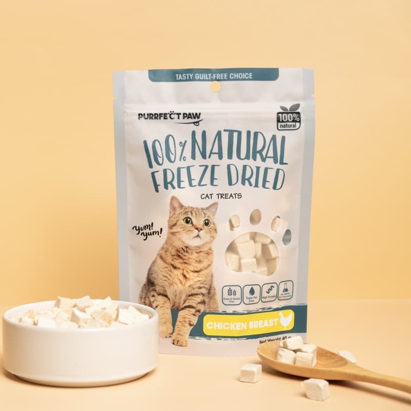 Purrfect Paw อกไก่ฟรีซดราย 100% ขนมแมวฟรีซดราย ดีต่อสุขภาพ บำรุงขน ขนมแมวไม่เค็ม Freeze dried แมว รูปที่ 3