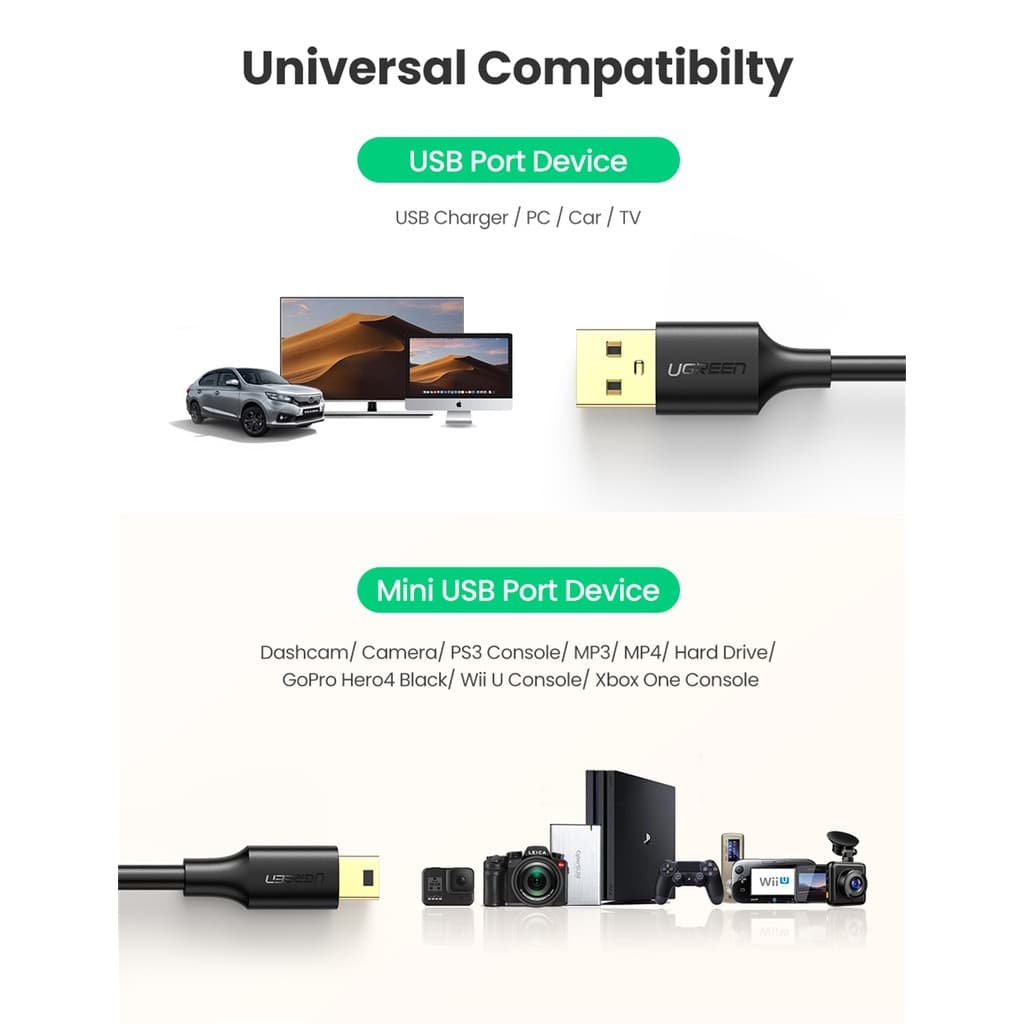 Ugreen สายชาร์จ USB ขนาดเล็ก เป็น USB สําหรับเครื่องเล่น MP3 MP4 DVR GPS กล้องดิจิทัล HDD Mini USB รูปที่ 8