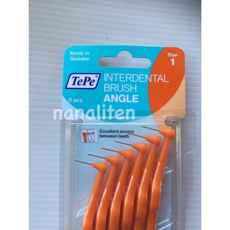 แปรงซอกฟัน เทเป้ Tepe Interdental Brush Angle แบบมีด้าม แปรงซอกดัดฟันขนาด0.4-0.8มมแพคละ6อันจากสวีเดน รูปที่ 3