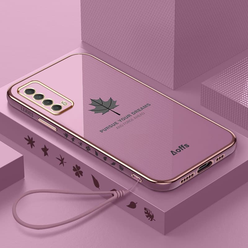 ปลอกสไตล์ใบเมเปิ้ล Huawei Y7A เคสโทรศัพท์ทรงสี่เหลี่ยมเคสชุบอ่อน รูปที่ 7