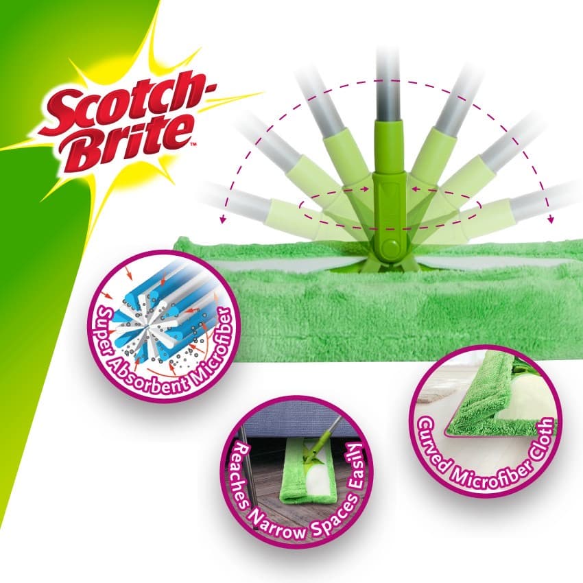 3M สก๊อตช์-ไบรต์ ม็อบดันฝุ่นไมโครไฟเบอร์ Scotch-Brite Flat Mop Microfiber รูปที่ 8