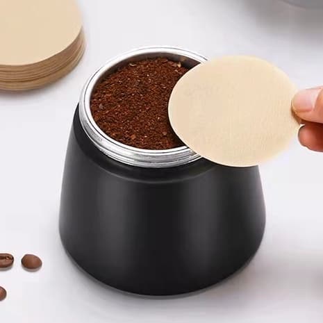 ⭐สีหลัก สีขาว กระดาษกรองกาแฟวงกลม 100แผ่น สำหรับหม้อต้มกาแฟ Moka Pot Paper Filter รูปที่ 4