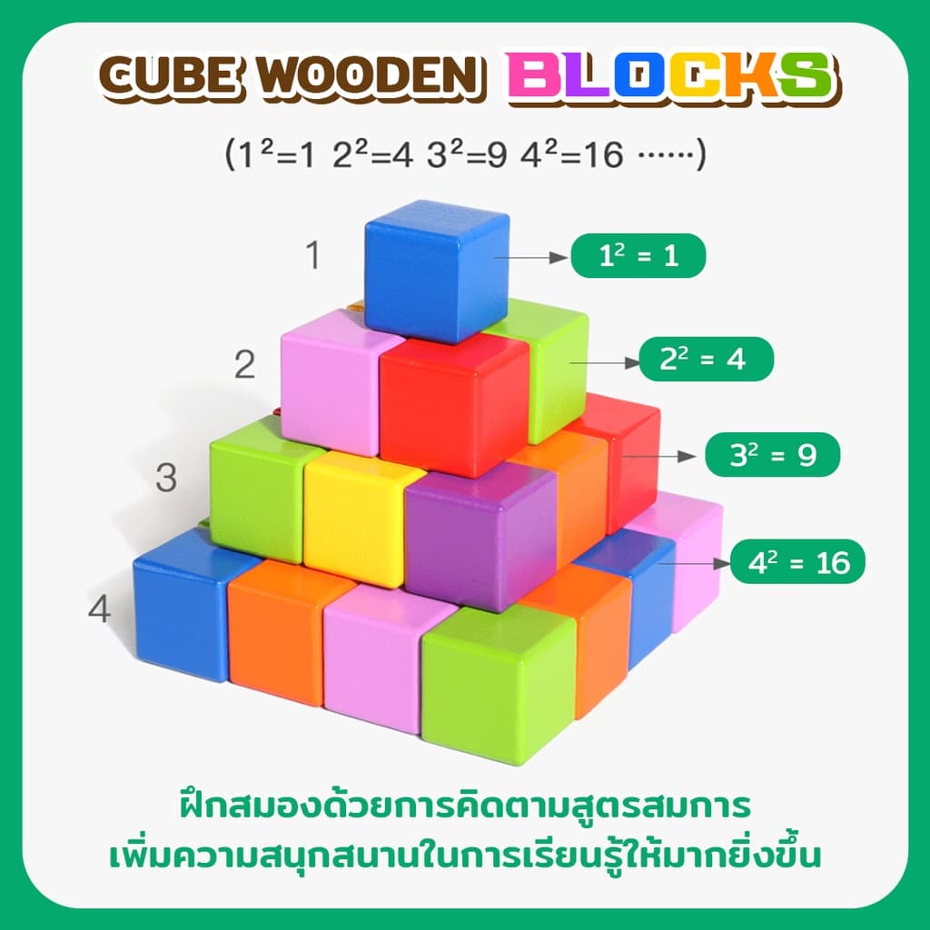 บล็อกไม้ 2 , 2.5 , 3 cm ร้านคัดพิเศษ บล็อคลูกบาศก์ สีสัน สีไม้ 20 50 และ100 ชิ้น ของเล่นบล็อกไม้ Cube Wooden ตัวต่อไม้ รูปที่ 2