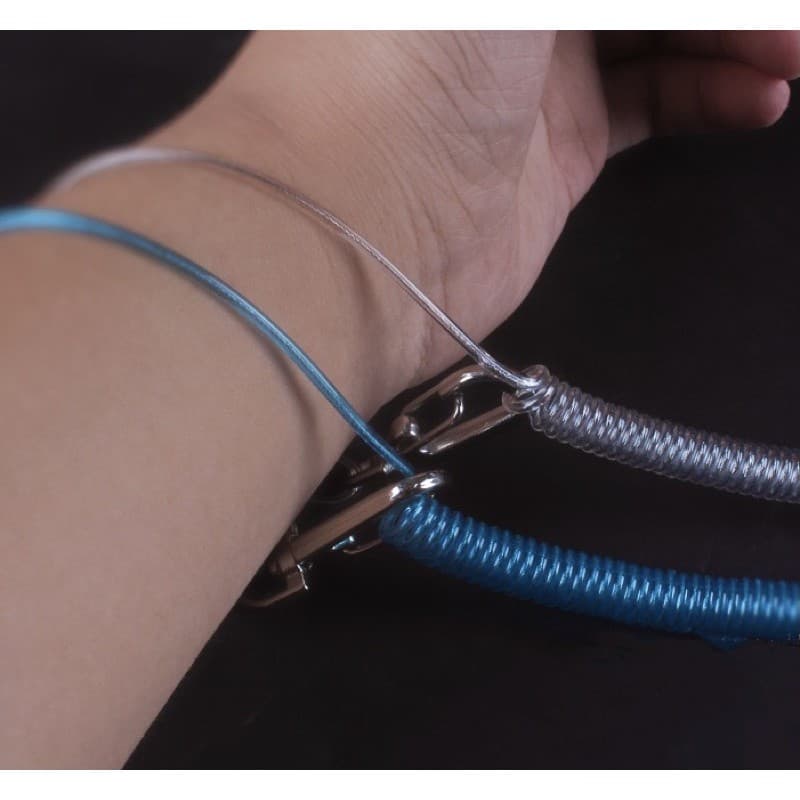 สายยืดคล้องขานก สายจูงนกสีฟ้า วัสดุพลาสติก TPU + ลวดเหล็ก ความยาวยืดได้สูงสุด รูปที่ 2