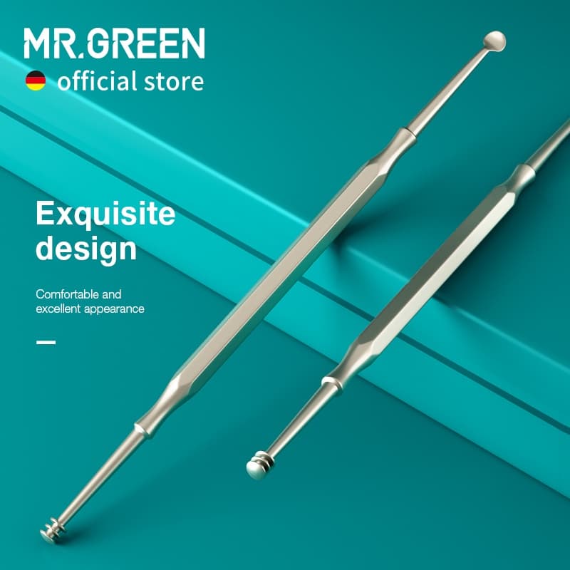 Mr.green เครื่องกําจัดขี้หู แบบสองหัว 360° ที่แคะหู สเตนเลส สําหรับทําความสะอาดหู
