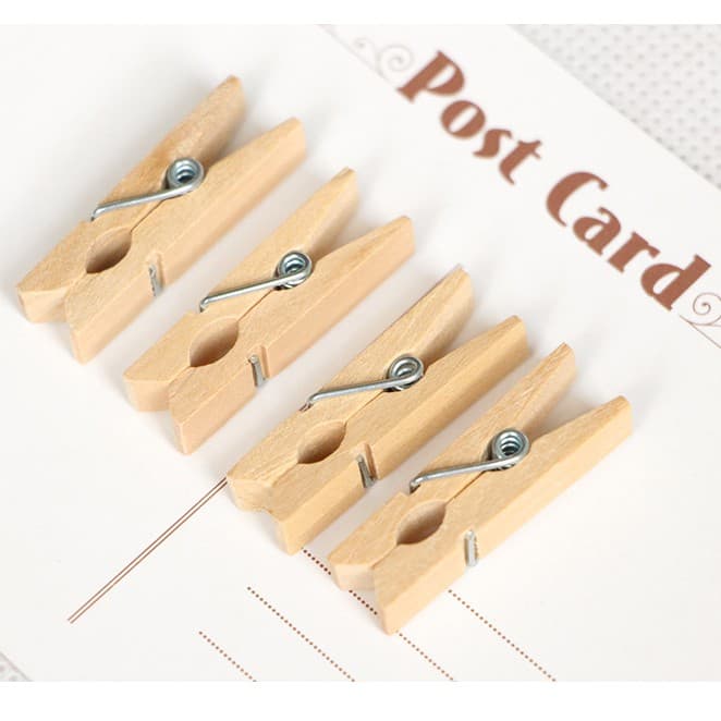 คลิปไม้หนีบ สีธรรมชาติ ขนาด 3.5x0.7 cm แถมฟรีเชือกป่าน 20, 36 อัน/แพ็ค ไม้หนีบรูป ไม้หนีบน่ารัก wooden clip รูปที่ 4
