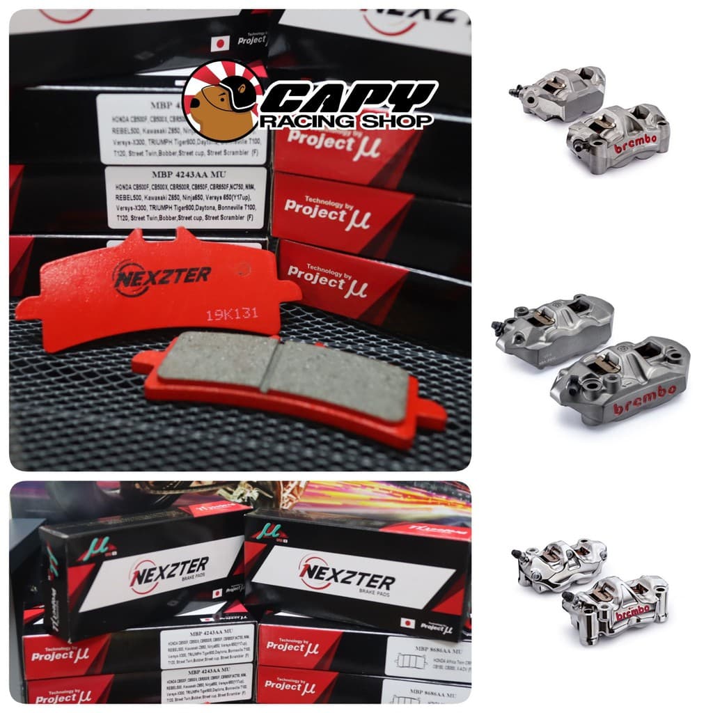 ผ้าเบรค Nexzter Brembo ทุกแบบ สำหรับ ปั้ม 4pot หูชิด ปักข้าง M4,M32,M50,GP4RX,stylema รูปที่ 2
