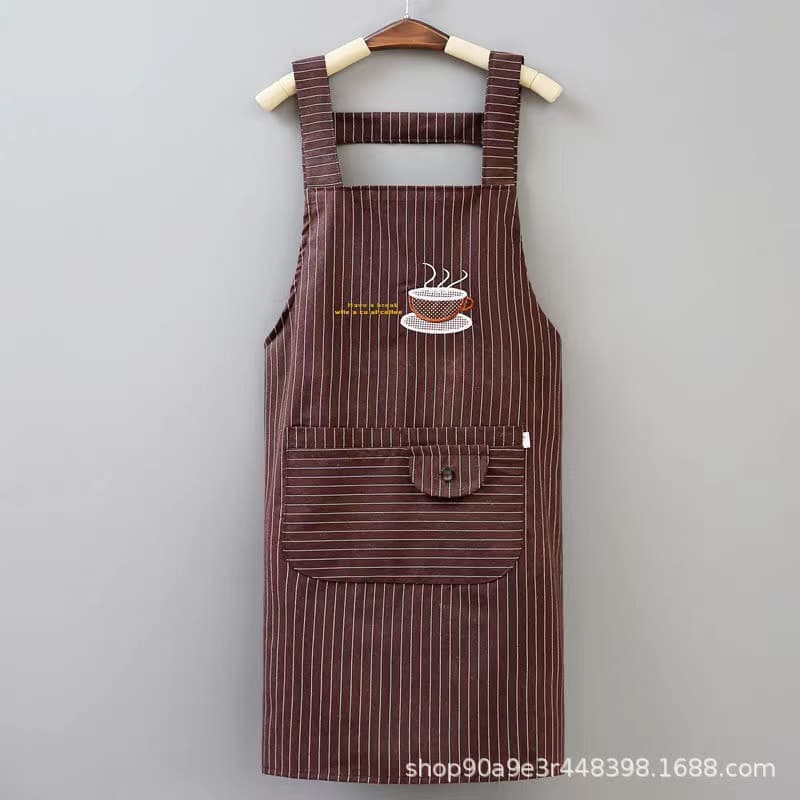 ผ้ากันเปื้อน ชุดกันเปื้อนมีกระเป๋าหน้า Cooking Apron ลายแก้วกาแฟเย็บปัก เนื้อผ้าcotton ลายCOFEE CUP รูปที่ 5