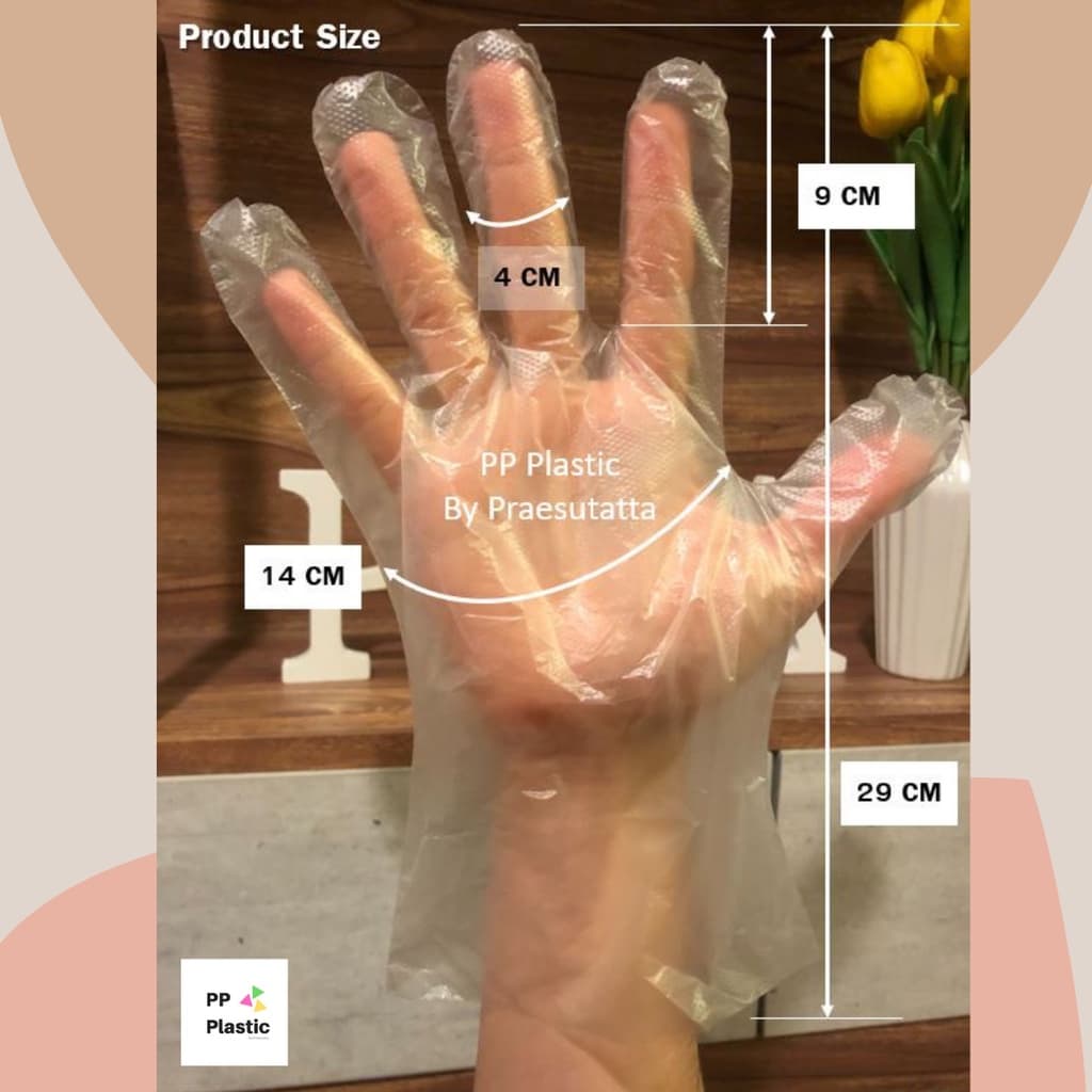 ถุงมือพลาสติกใส PP Plastic Disposable Gloves 100ชิ้น/แพ็ค ยกกล่อง 50 แพ็ค รูปที่ 2