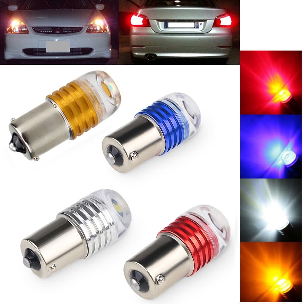 หลอดไฟเบรกท้ายรถยนต์ led 1156 ba15s 1157 bay15d 12v p21 5w สีขาว สีแดง สีเหลือง 1 ชิ้น รูปที่ 1