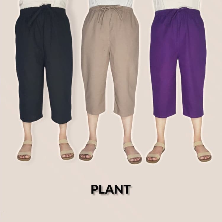 กางเกง 4 ส่วน ผ้าฝ้าย cotton 100% ผ้าลินิน กางเกงสาวอวบก็ใส่ได้ สวยสบาย รูปที่ 9