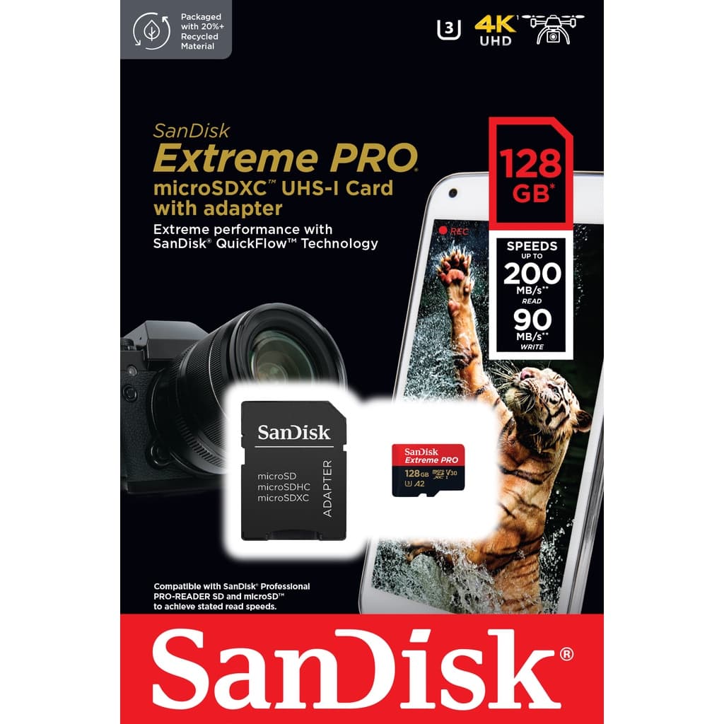 SanDisk Extreme Pro Micro SD Card SDHC 32GB SDXC 64,128,256GB R/W 200/140MB/s Drone รูปที่ 7