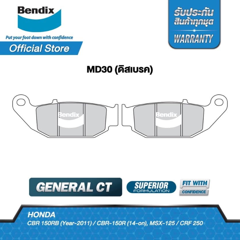 Bendix ชุดผ้าเบรค Honda MSX125 / MSX125-SF ดิสเบรคหน้า+หลัง รูปที่ 6