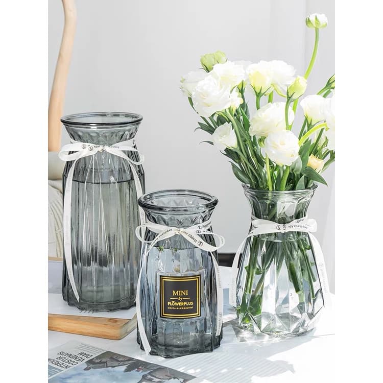 แจกันดอกไม้แก้ว vase โปร่งใสแจกันยุโรปห้องนั่งเล่นที่เรียบง่ายตกแต่ง แจกันทรงเพรช+โบว์สุดน่ารัก รูปที่ 9