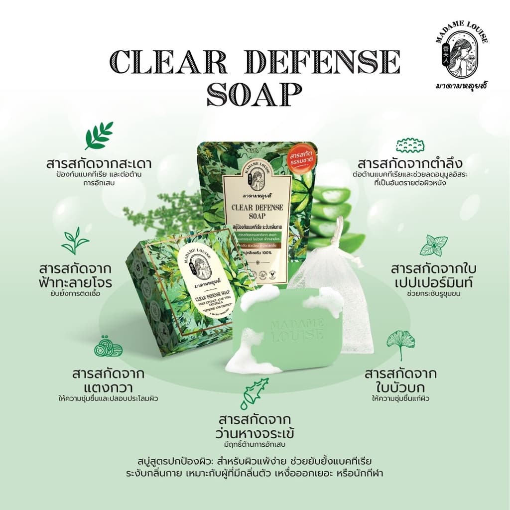CLEAR DEFENSE SOAP สบู่สูตรปกป้องผิวยาวนาน 6 ชั่วโมง ขนาด 80 กรัม รูปที่ 4