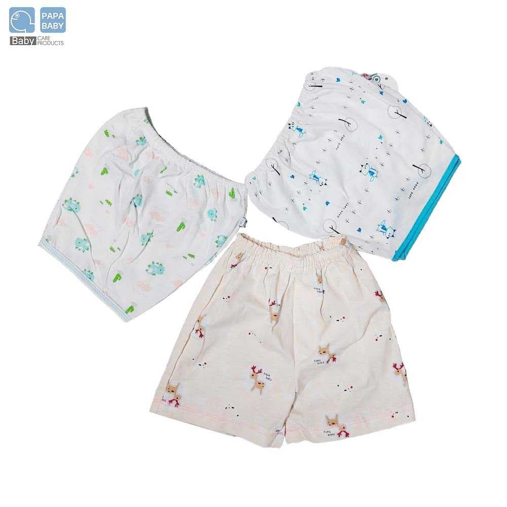 PAPA BABY กางเกงขาสั้น กางเกงเด็ก คละลาย สำหรับน้อง 0-8 เดือน น้ำหนักไม่เกิน 12 KG. เฉพาะแค่กางเกง รูปที่ 1
