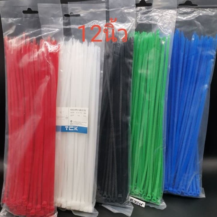เคเบิ้ลไทร์ 12นิ้ว สี​ขาว​สีดำ สายรัดพลาสติก cabletie ถุงละ100เส้น รูปที่ 1