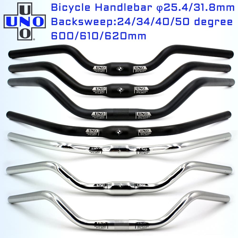 UNO จักรยานHandlebar Matteสีดํา/Bright Silver Mtb Handlebar Fitสําหรับ 25.4/31.8 มม.จักรยานStemอุปกรณ์เสริม รูปที่ 1