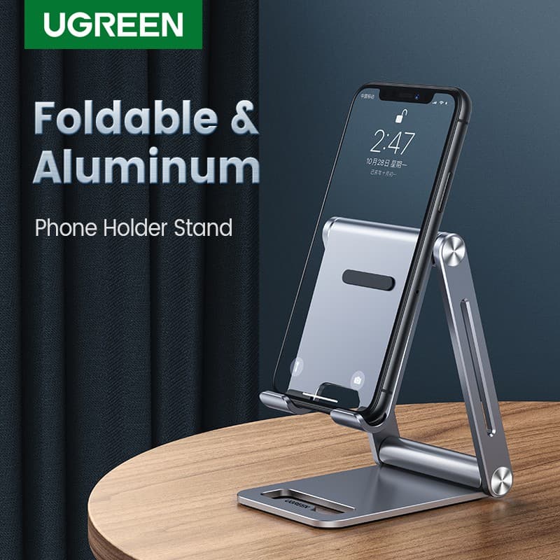 UGREEN ที่ตั้งโทรศัพท์มือถือ แบบอะลูมิเนียม สําหรับ compatible compatible for IPhone 12 Pro Max SE XS XR 8 Plus 11 Samsung Galaxy S20 S10 S9 S8 S7 S6 รูปที่ 9