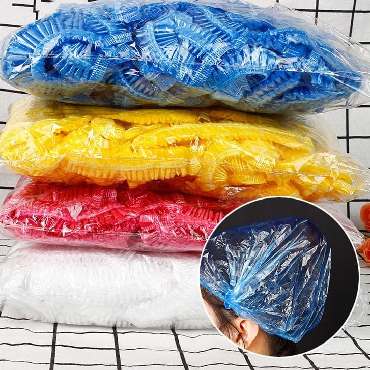 หมวกคลุมผมอาบน้ํา 100ชิ้น หมวกคลุมผม คุณภาพดีสวมใส่สบาย รูปที่ 3