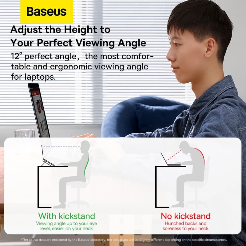BASEUS ขาตั้งแล็ปท็อปแบบพกพา 2 ชิ้น โลหะผสมสังกะสี รับน้ำหนักได้ 10 กก. รูปที่ 6