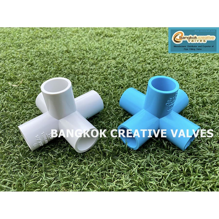 ข้อต่อ PVC ห้าทาง ข้อต่อห้าทาง ห้าทาง สีฟ้า/สีขาว A3 รูปที่ 1