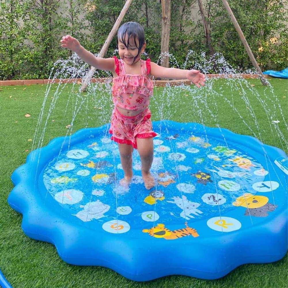 สระน้ำพุ 170cm สระน้ำพุเด็ก ของเล่นน้ำ ถาดน้ำพุเด็ก สระน้ำพุ Sprinklers Pad for Kids รูปที่ 2