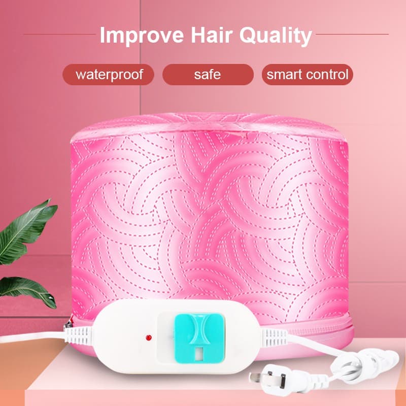 หมวกอบไอน้ำ สีชมพู ระบบไฟฟ้า ที่บ้าน ถนอมเส้นผม รุ่น THERMO CAP TV Electric Heating Hair Thermal Steamer Hair Care SPA รูปที่ 2