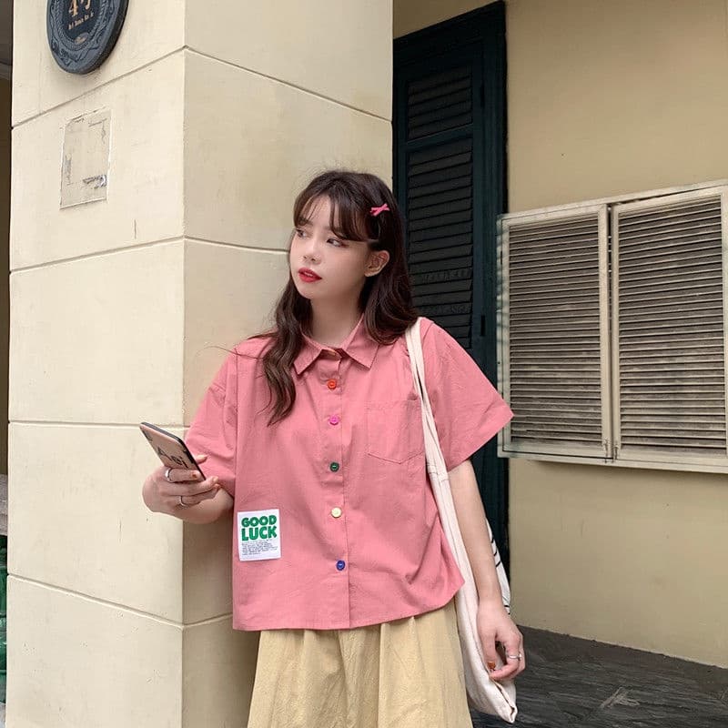 Wangda girlsเสื้อสไตล์หวาน เสื้อเชิ้ตเกาหลีทรงหลวม รูปที่ 3