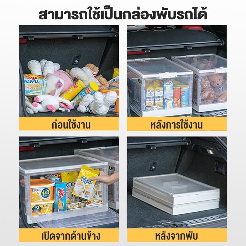 Oy กล่องเก็บของโปร่งใส มีล้อ กล่องพลาสติกพับได้ สะดวกต่อการมองหาสิ่งของ 88/56/40/27L กล่องเก็บของพับได้ รูปที่ 7