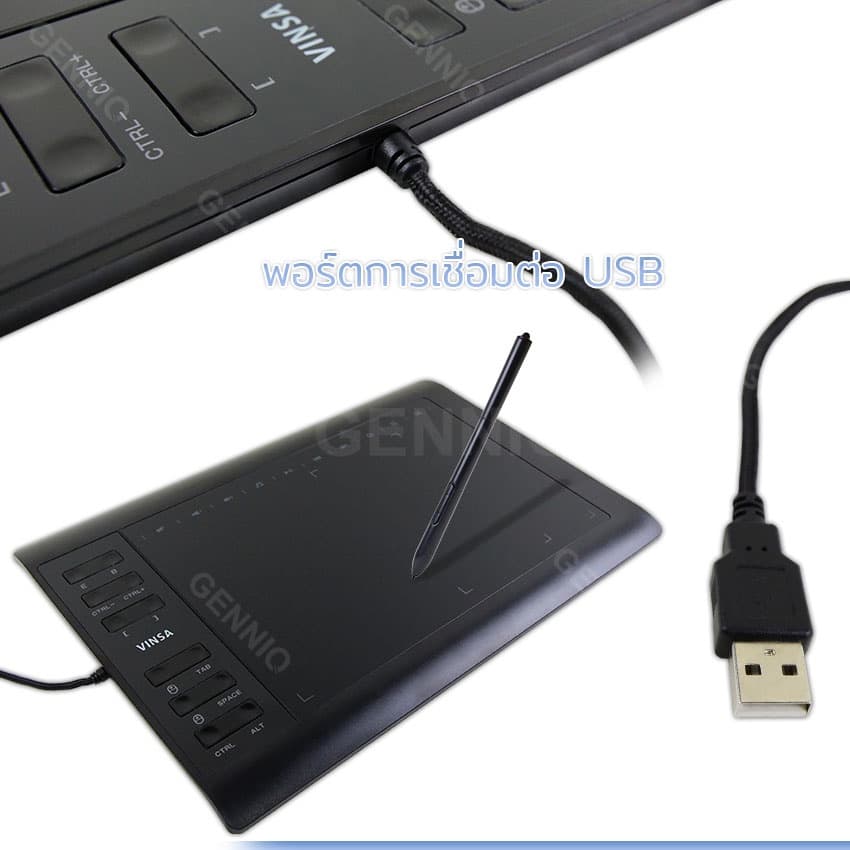 GENNIQ เมาส์ปากกา แท็บเล็ตกราฟิก 10x6 นิ้ว 8192 Levels ไม่ต้องชาร์จปากกา รองรับ Windows / Mac / Android รูปที่ 7