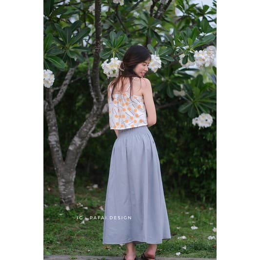 กระโปรงผ้าฝ้าย สไตล์ญี่ปุ่น กระโปรงยาว มีกระเป๋าข้าง by pafai.design รูปที่ 4