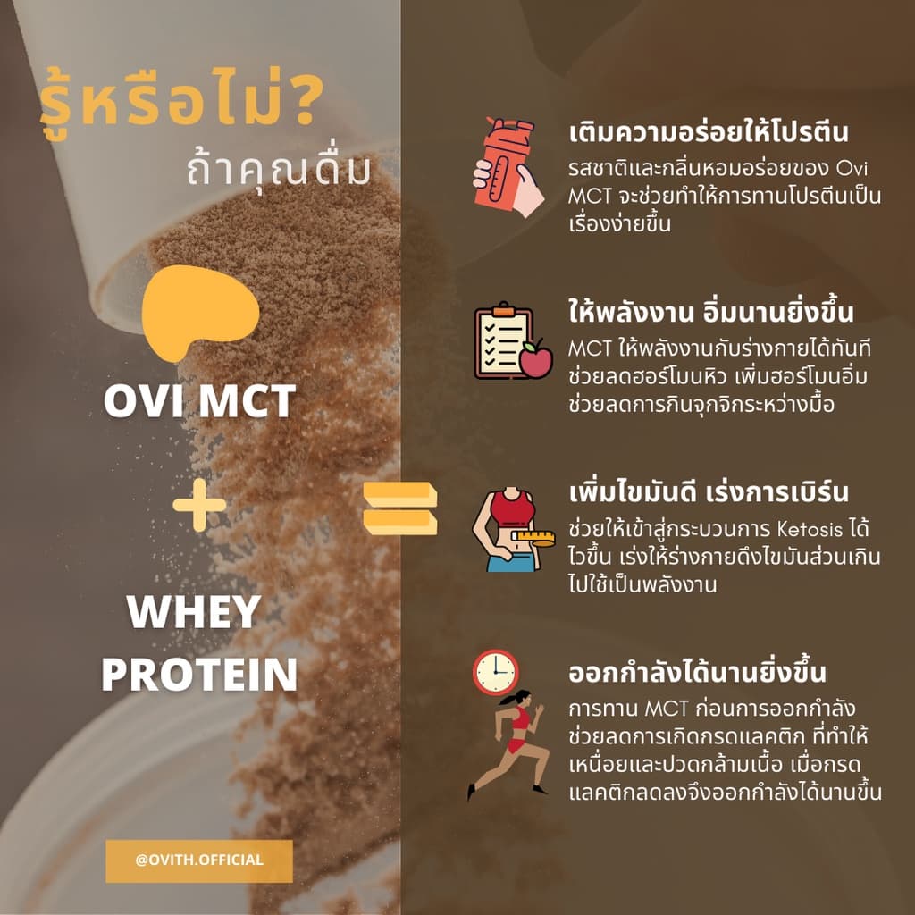 Ovi Boost & Burn MCT +Prebiotics Fiber คุมหิวทานกับ เวย์โปรตีน กาแฟ คีโต ไม่มีน้ำตาล C8 C10 pure รูปที่ 5