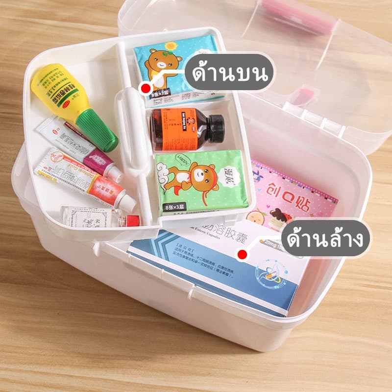 กล่องปฐมพยาบาล กล่องเก็บยา กล่องใส่ยาสามัญประจำบ้าน สองชั้น ความจุสูง พร้อมที่จับ รูปที่ 5