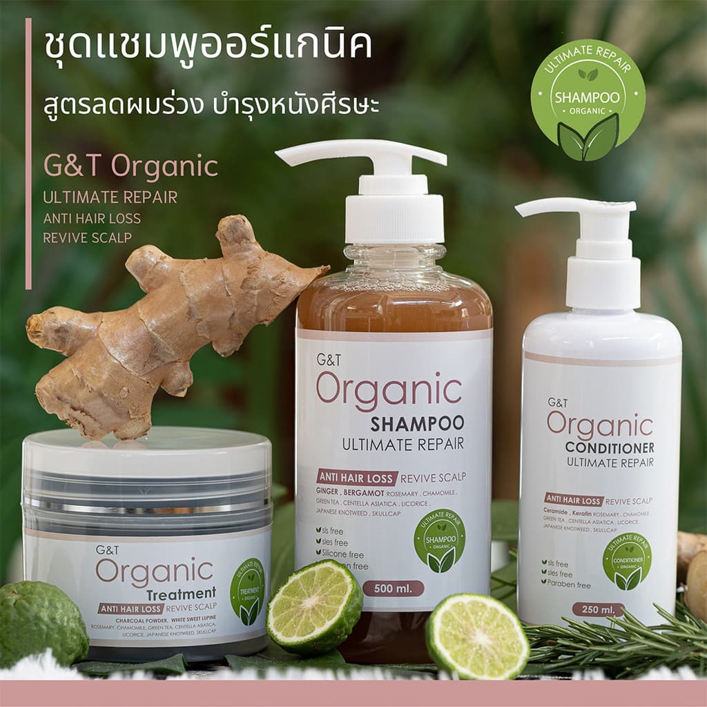 ลดผมร่วง ครีมนวดผม เซราไมด์ +เคราติน สูตรออร์แกนิค G&T Organic Ultimate Repair ฟื้นฟูหนังศีรษะ 250 ml รูปที่ 8
