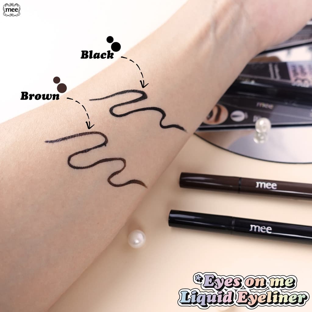 **^No.1 กันน้ำสุด อายไลเนอร์หัวพู่กันเล็ก สีชัดเข้มสนิท Mee Eyes On Me Eyeliner ติดทน ไม่เเพนด้า รูปที่ 3