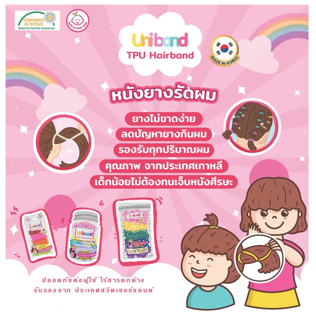 Uniband หนังยางรัดผม ไม่กินผม ไม่ดีดขาดง่าย TPU Mini Size : Pastel รูปที่ 3