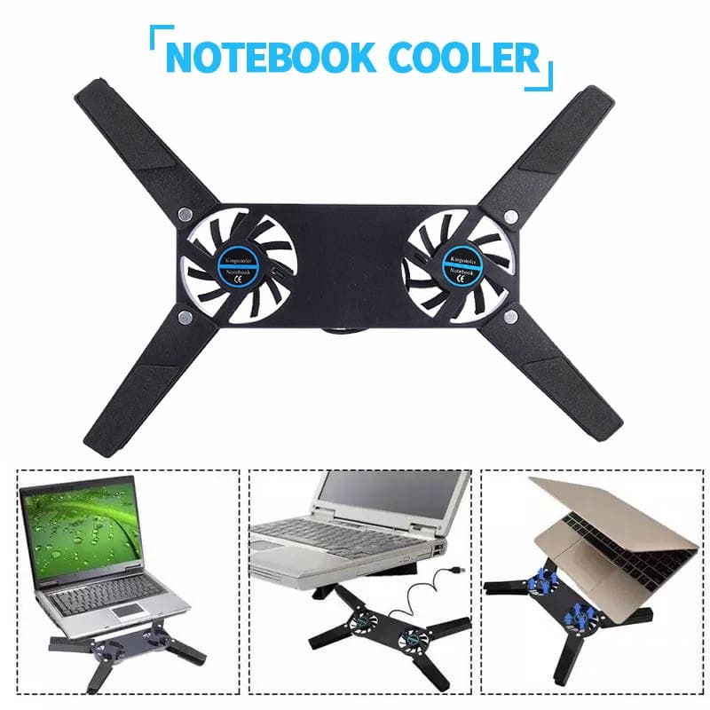 พัดลมโน๊ตบุ๊ค Cooler Notebook พัดลมระบายความร้อนโน๊ตบุ๊ค โน๊ตบุ๊คคูลเลอร์ แบบพกพาเก็บพับขาได้ รูปที่ 3
