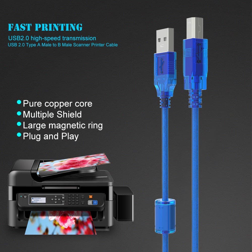 ส่งเร็ว สาย USB V2.0 3แบบ Printer , AM/AF ต่อให้ยาว ,AM/AM ผู้ผู้ Cable USB Version 2.0 สีฟ้า Glink รูปที่ 6