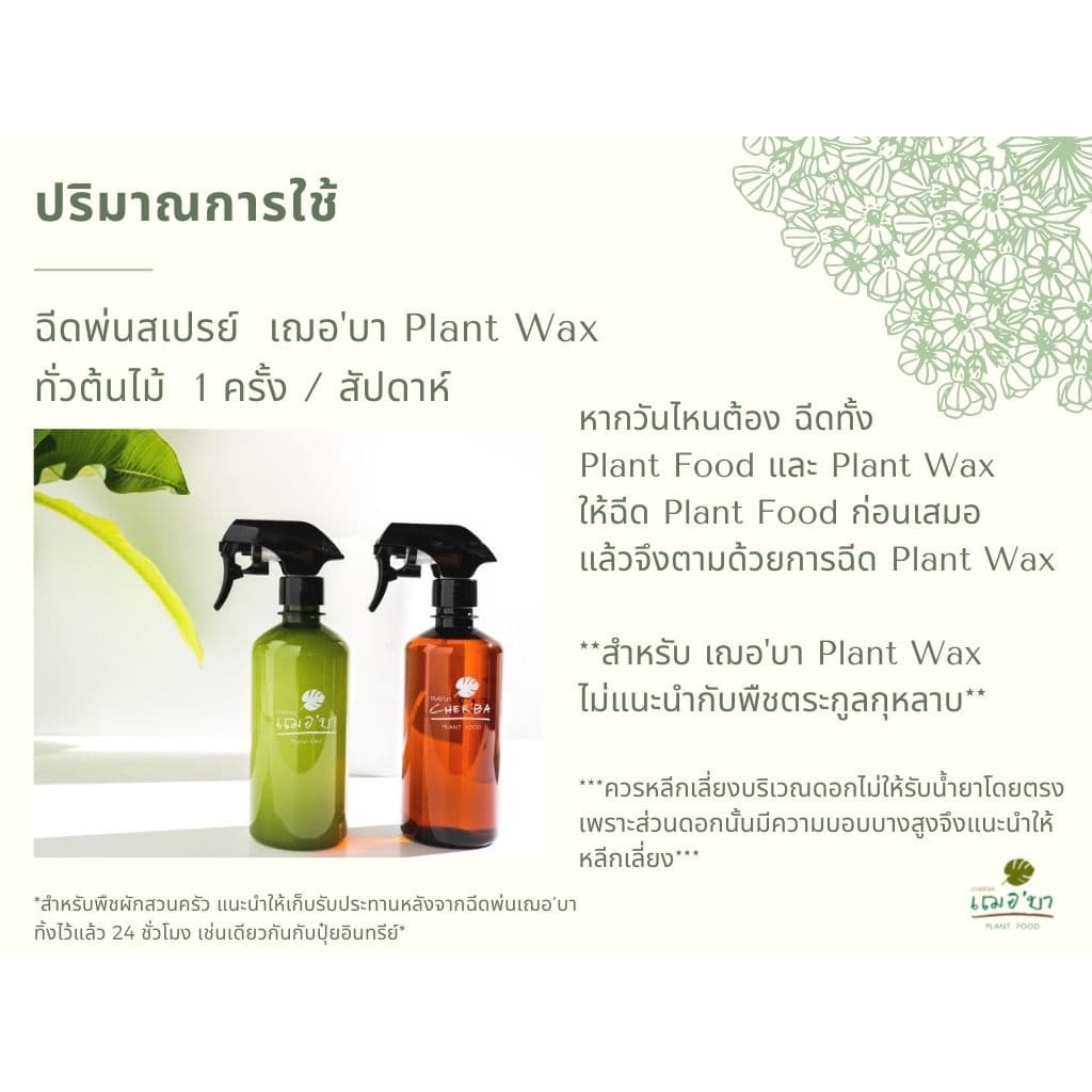 เฌอบา อาหารเสริมต้นไม้ เคลือบผิวใบ Wax ด้วยวิตามิน E สเปรย์บำรุงใบ สเปรย์บำรุงต้นไม้ อาหารพืช 450 ML รูปที่ 9