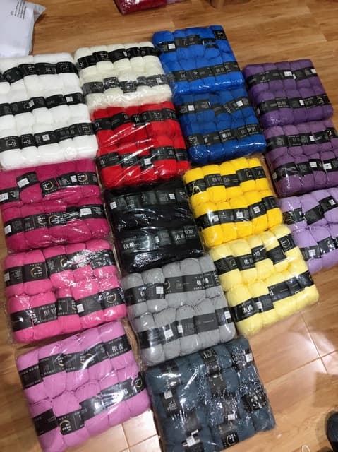 ไหมพรม4plyป้ายดำไหมคอตตอนนม ขนาด50กรัม รูปที่ 2