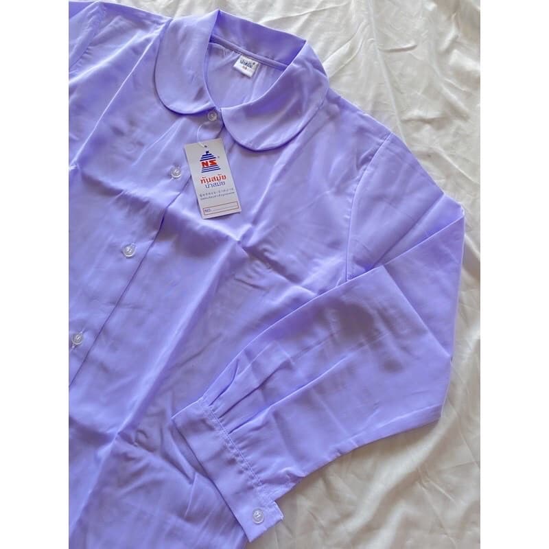 เสื้อนักเรียนคอบัว ผ้ามัน บรีสกีน แขนยาว ยี่ห้อนำสมัย **เอาบิลโปรดเเจ้งลงหมายเหตุก่อนสั่งซื้อ รูปที่ 9