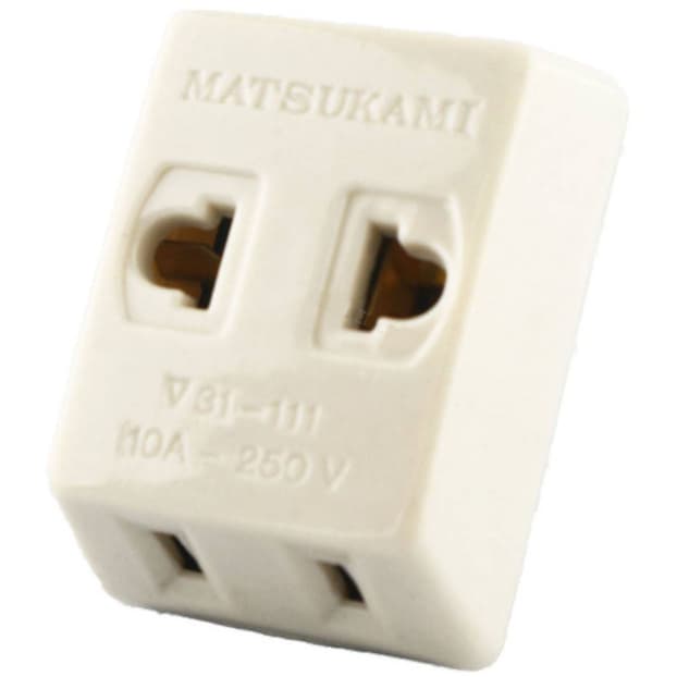 ส่งด่วน Matsukami ปลั๊กสามตา 2 ขาแบน สีครีม 10A 250V รูปที่ 2