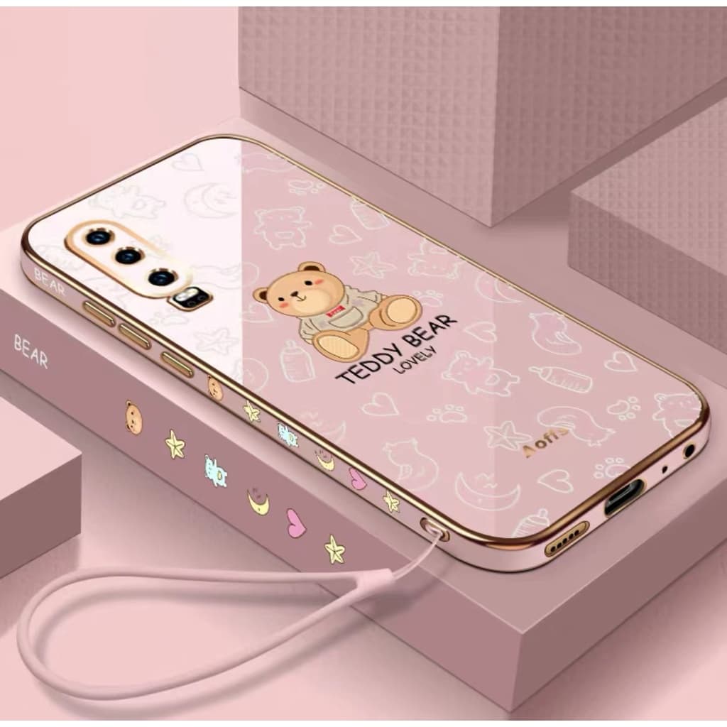 VIVO Y15s Y17 Y15 Y12 Y20 Y20S Y12s Y20S G Y50 Y30 Y30i V23E V23 5g Y51 Y31 Y51A Y53S V20 V20 2021 V21 5G Y76 ขอบตรง 90° Bear เคสโทรศัพท์เคลือบไฟฟ้า รูปที่ 3