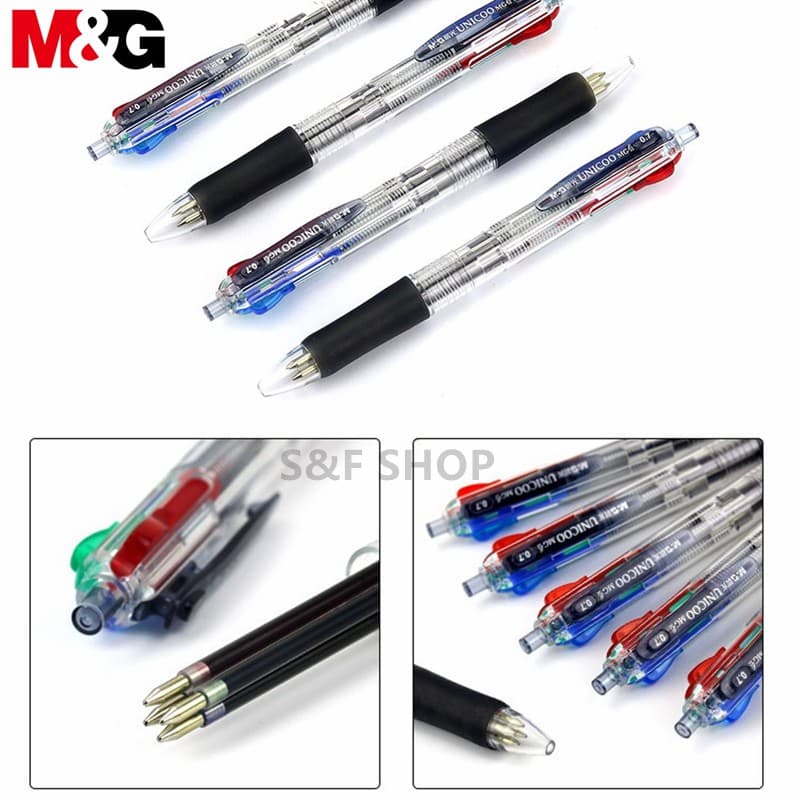 ปากกาลูกลื่นแบบกด M&G BP-8030 ปลอกยาง หมึก 4 สีในแท่งเดียว ขนาดเส้น 0.7mm #M&G #School #office รูปที่ 6