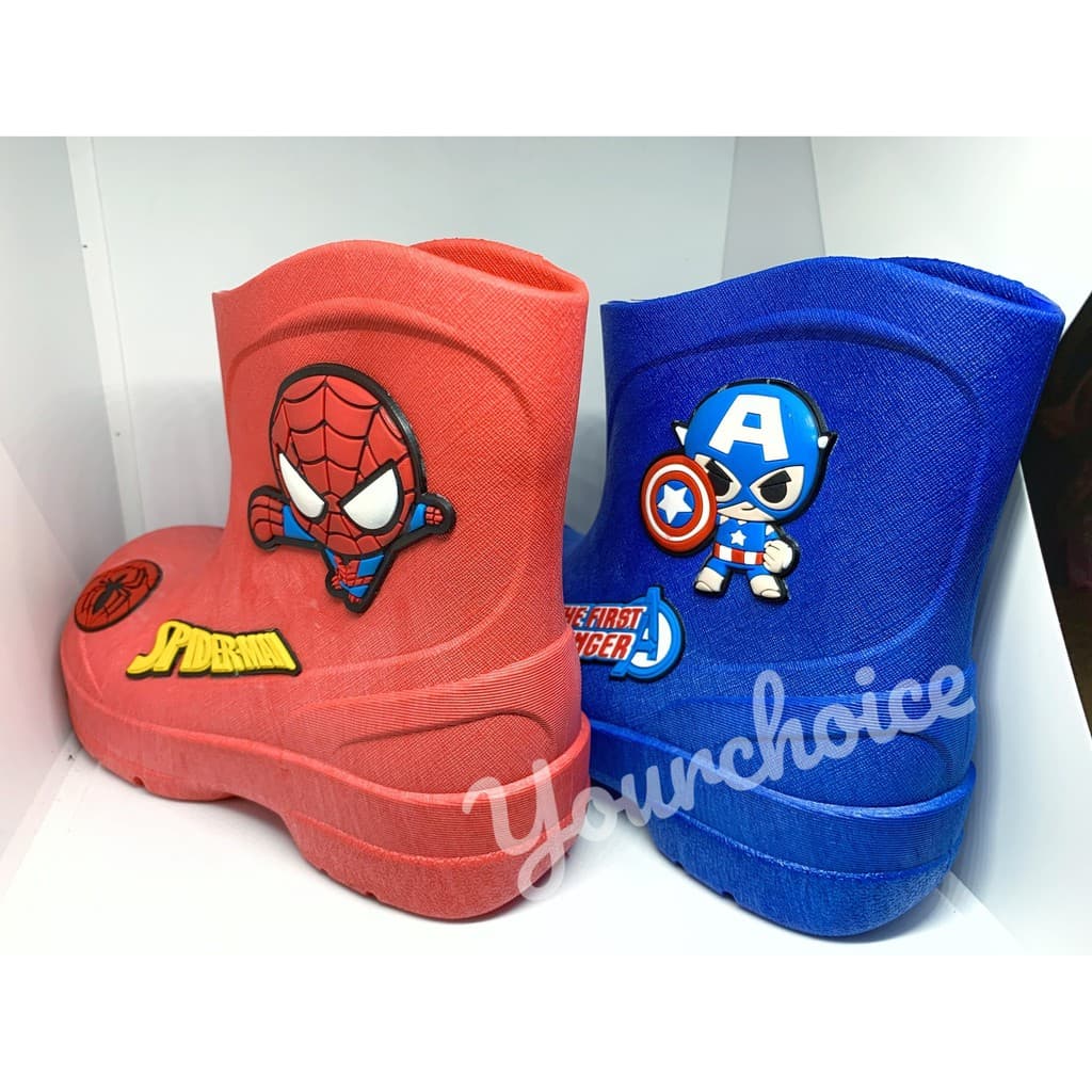 รองเท้าบูทเด็ก Marvel Spiderman Captain America รองเท้าบู๊ทเด็ก กันน้ำ กันฝน BM01 รูปที่ 1