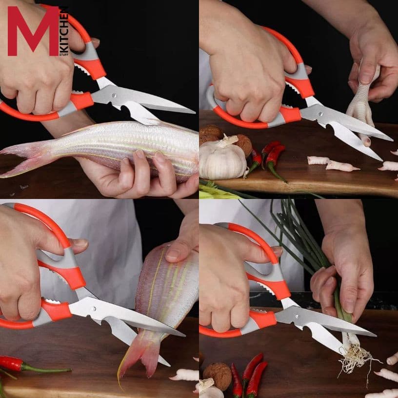 M KITCHEN YJ024 กรรไกร กรรไกรทำอาหาร สแตนเลส 3in1 สามรถเปิดขวดได้ รูปที่ 4